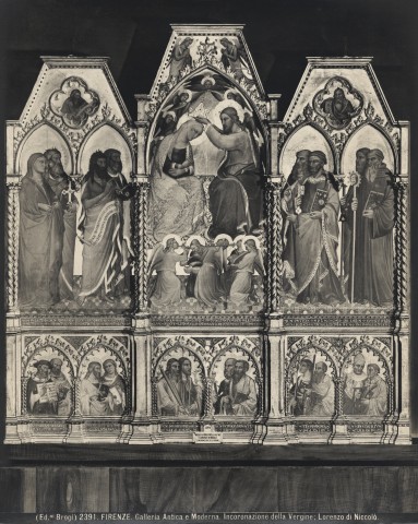 Brogi — Firenze. Galleria Antica e Moderna. Incoronazione della Vergine; Lorenzo di Niccolò. — insieme